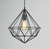 Iron Gemstone Frame Suspension Lighting Retro Style 1��Head Restaurant Pendant Ceiling Light in Black Black B Clearhalo 'Ceiling Lights' 'Industrial Pendants' 'Industrial' 'Middle Century Pendants' 'Pendant Lights' 'Pendants' 'Tiffany' Lighting' 2241544_b5a0e022-c629-4dba-a887-ea7bb0716ce7