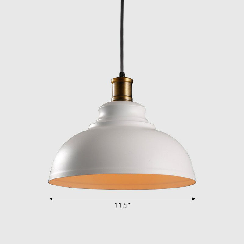 Iron Dome Shade Hanging Light Simplicity 1��Bulb Restaurant Pendant Lighting Fixture White A Clearhalo 'Ceiling Lights' 'Industrial Pendants' 'Industrial' 'Middle Century Pendants' 'Pendant Lights' 'Pendants' 'Tiffany' Lighting' 2241569_ec71a413-bf3b-4e95-8a8e-1e3b640df4a0