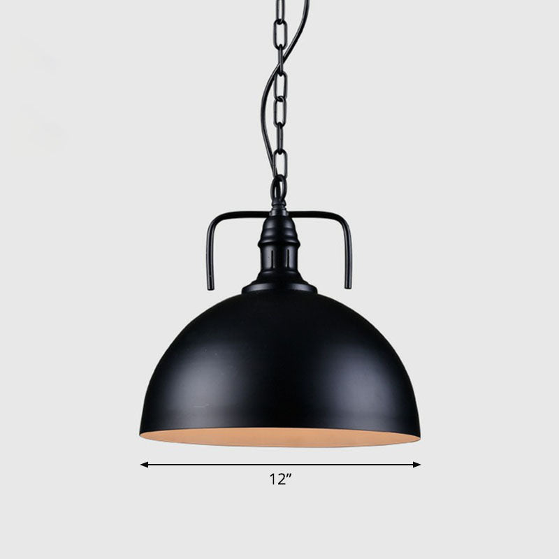 Iron Dome Shade Hanging Light Simplicity 1��Bulb Restaurant Pendant Lighting Fixture Black B Clearhalo 'Ceiling Lights' 'Industrial Pendants' 'Industrial' 'Middle Century Pendants' 'Pendant Lights' 'Pendants' 'Tiffany' Lighting' 2241570_96b2516f-f1d1-439a-98f8-3390c446a9cb