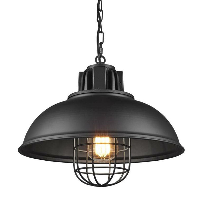 1��Head Suspension Lighting Retro Style Pot Cover Metal Pendant Ceiling Light in Black Clearhalo 'Ceiling Lights' 'Industrial Pendants' 'Industrial' 'Middle Century Pendants' 'Pendant Lights' 'Pendants' 'Tiffany' Lighting' 2241573