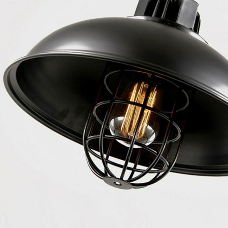 1��Head Suspension Lighting Retro Style Pot Cover Metal Pendant Ceiling Light in Black Clearhalo 'Ceiling Lights' 'Industrial Pendants' 'Industrial' 'Middle Century Pendants' 'Pendant Lights' 'Pendants' 'Tiffany' Lighting' 2241575