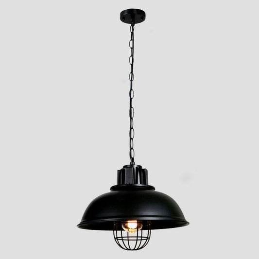 1��Head Suspension Lighting Retro Style Pot Cover Metal Pendant Ceiling Light in Black Clearhalo 'Ceiling Lights' 'Industrial Pendants' 'Industrial' 'Middle Century Pendants' 'Pendant Lights' 'Pendants' 'Tiffany' Lighting' 2241576_e14648fb-8443-4be2-82a3-edd0658d1609