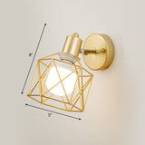Antique Hexagonal Wall Mount Light Single Iron Rotatable Wall Light Fixture in Gold Gold Clearhalo 'Art deco wall lights' 'Cast Iron' 'Glass' 'Industrial wall lights' 'Industrial' 'Middle century wall lights' 'Modern' 'Rustic wall lights' 'Tiffany' 'Traditional wall lights' 'Wall Lamps & Sconces' 'Wall Lights' Lighting' 2241588