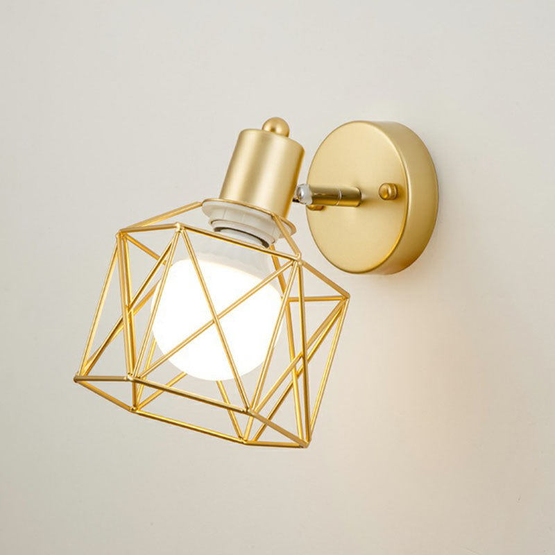 Antique Hexagonal Wall Mount Light Single Iron Rotatable Wall Light Fixture in Gold Clearhalo 'Art deco wall lights' 'Cast Iron' 'Glass' 'Industrial wall lights' 'Industrial' 'Middle century wall lights' 'Modern' 'Rustic wall lights' 'Tiffany' 'Traditional wall lights' 'Wall Lamps & Sconces' 'Wall Lights' Lighting' 2241589