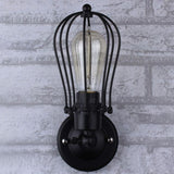 Vintage Grapefruit Cage Wall Light Fixture Single-Bulb Iron Wall Mounted Lamp in Black Clearhalo 'Art deco wall lights' 'Cast Iron' 'Glass' 'Industrial wall lights' 'Industrial' 'Middle century wall lights' 'Modern' 'Rustic wall lights' 'Tiffany' 'Traditional wall lights' 'Wall Lamps & Sconces' 'Wall Lights' Lighting' 2241614