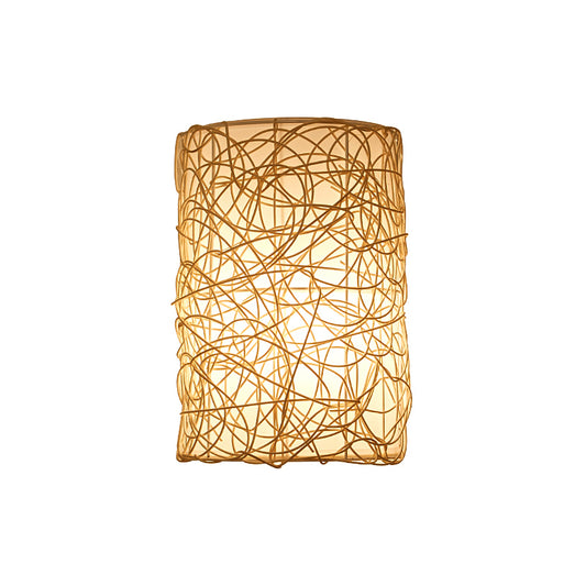 Rattan Half Cylinder Wall Lamp Nordic Style Single Wall Light Fixture for Corridor Clearhalo 'Wall Lamps & Sconces' 'Wall Lights' Lighting' 2241638