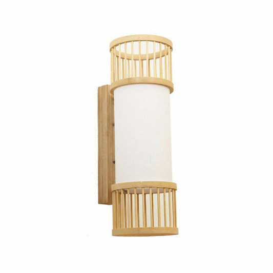 Cylindrical Wall Mount Light Modern Bamboo Single Wood Wall Light Fixture for Corridor Clearhalo 'Wall Lamps & Sconces' 'Wall Lights' Lighting' 2241651