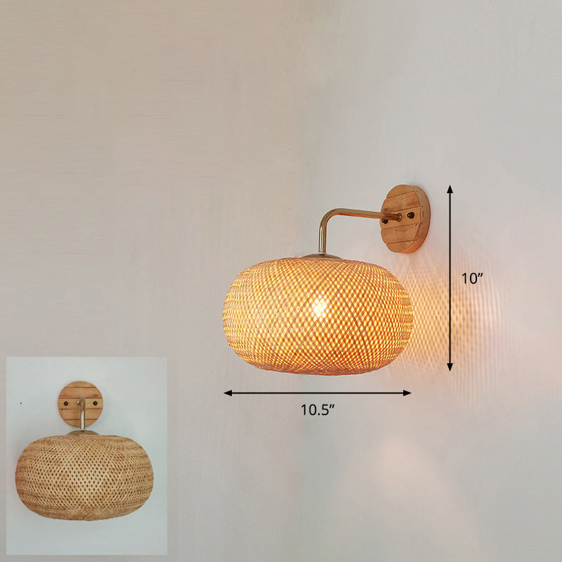 Handcrafted Corridor Wall Light Fixture Bamboo Single-Bulb Contemporary Wall Mounted Lamp in Wood Wood N Clearhalo 'Wall Lamps & Sconces' 'Wall Lights' Lighting' 2241663
