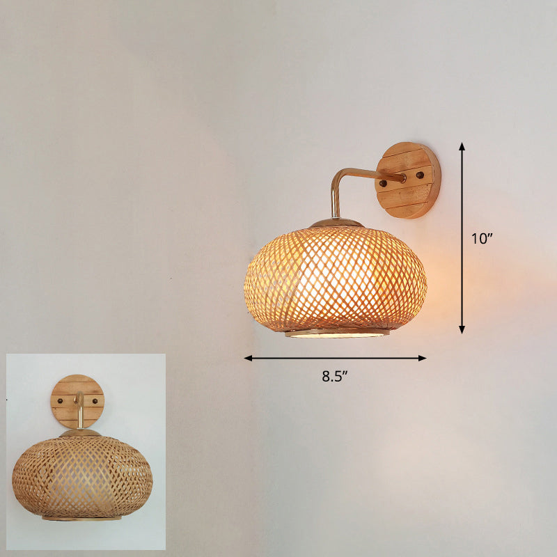 Handcrafted Corridor Wall Light Fixture Bamboo Single-Bulb Contemporary Wall Mounted Lamp in Wood Wood P Clearhalo 'Wall Lamps & Sconces' 'Wall Lights' Lighting' 2241671