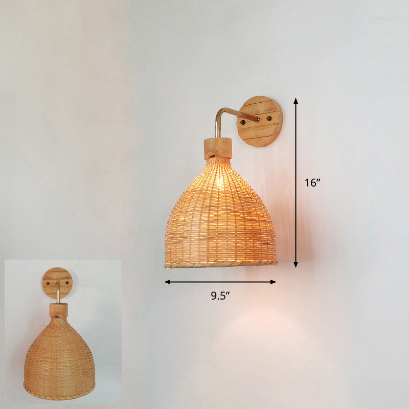 Handcrafted Corridor Wall Light Fixture Bamboo Single-Bulb Contemporary Wall Mounted Lamp in Wood Wood U Clearhalo 'Wall Lamps & Sconces' 'Wall Lights' Lighting' 2241672