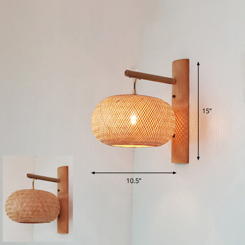 Handcrafted Corridor Wall Light Fixture Bamboo Single-Bulb Contemporary Wall Mounted Lamp in Wood Wood G Clearhalo 'Wall Lamps & Sconces' 'Wall Lights' Lighting' 2241676