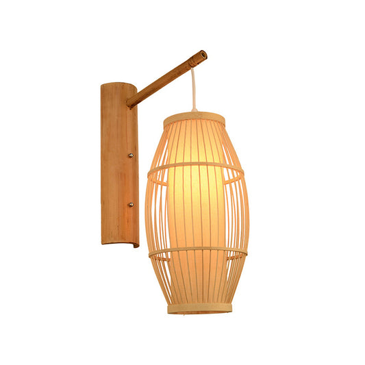 Bamboo Handmade Wall Lamp Nordic Style 1 Bulb Wood Wall Light Fixture for Corridor Clearhalo 'Wall Lamps & Sconces' 'Wall Lights' Lighting' 2241684