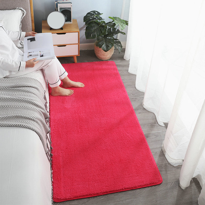 Simple Plain Rug Multi-Color Polyster Area Carpet Anti-Slip Backing Machine Washable Indoor Rug for Bedroom Rose Red Clearhalo 'Area Rug' 'Casual' 'Rugs' Rug' 2241758