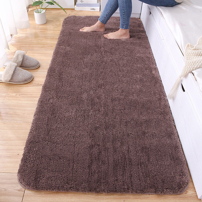 Multi-Color Modern Rug Blended Solid Color Area Carpet Non-Slip Backing Easy Care Indoor Rug for Bedroom Brown Clearhalo 'Area Rug' 'Casual' 'Rugs' Rug' 2241779