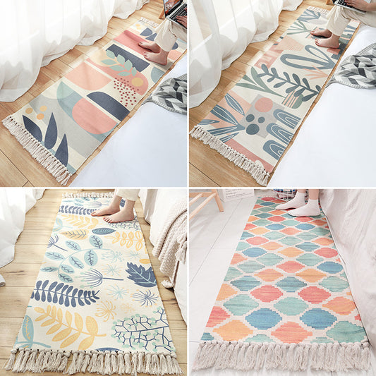 Nordic Leaf Print Rug Multi Color Synthetics Area Carpet Anti-Slip Backing Easy Care Rug with Tassel for Decoration Clearhalo 'Area Rug' 'Modern' 'Rugs' Rug' 2241790