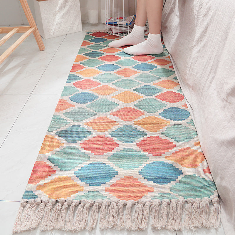 Nordic Leaf Print Rug Multi Color Synthetics Area Carpet Anti-Slip Backing Easy Care Rug with Tassel for Decoration Blue Clearhalo 'Area Rug' 'Modern' 'Rugs' Rug' 2241794