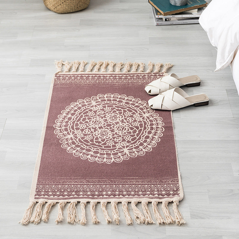 Southwestern Bedroom Rug Multi Color Geometric Print Rug Polypropylene Machine Washable Carpet with Fringe Clearhalo 'Area Rug' 'Rugs' 'Southwestern' Rug' 2241814