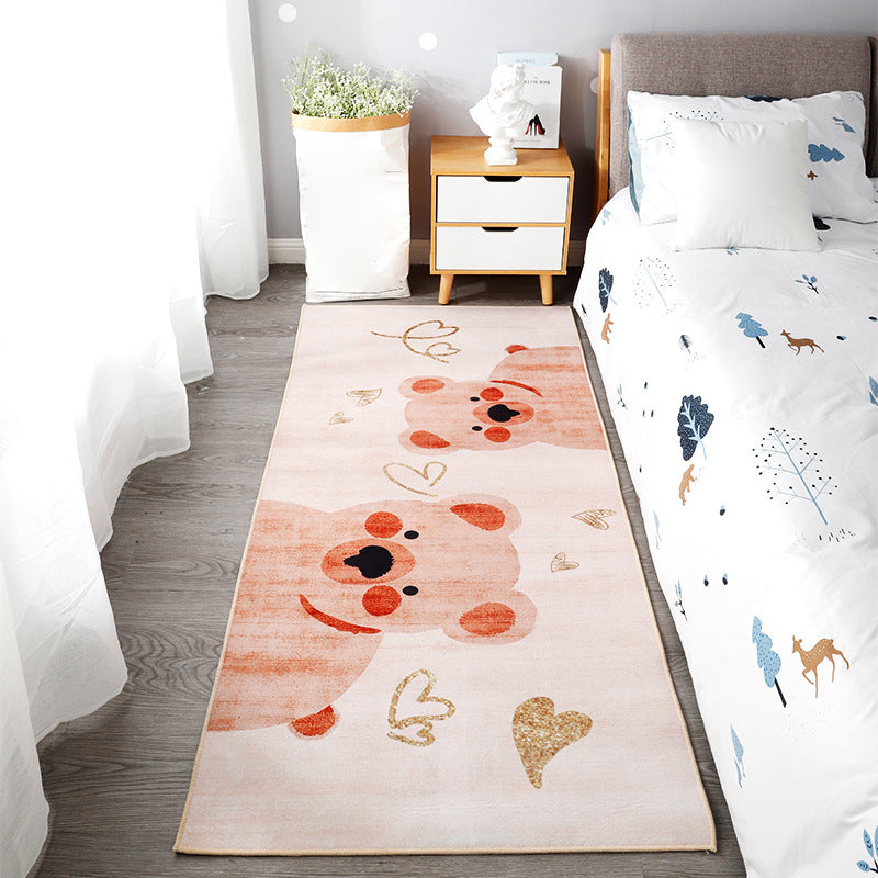 Cute Kids Room Rug Multi Colored Animal Printed Area Rug Polypropylene Non-Slip Backing Easy Care Carpet Pink Clearhalo 'Area Rug' 'Rug' 2241886