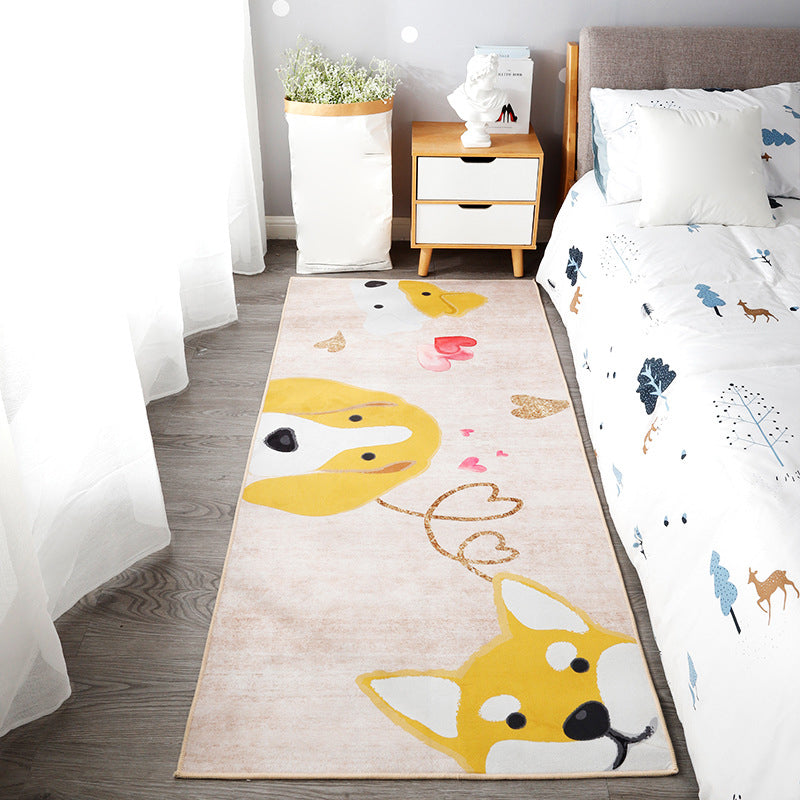 Cute Kids Room Rug Multi Colored Animal Printed Area Rug Polypropylene Non-Slip Backing Easy Care Carpet Yellow Clearhalo 'Area Rug' 'Rug' 2241889