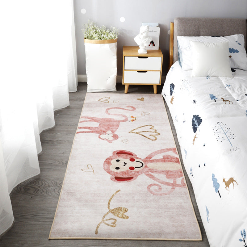 Cute Kids Room Rug Multi Colored Animal Printed Area Rug Polypropylene Non-Slip Backing Easy Care Carpet Light Pink Clearhalo 'Area Rug' 'Rug' 2241891
