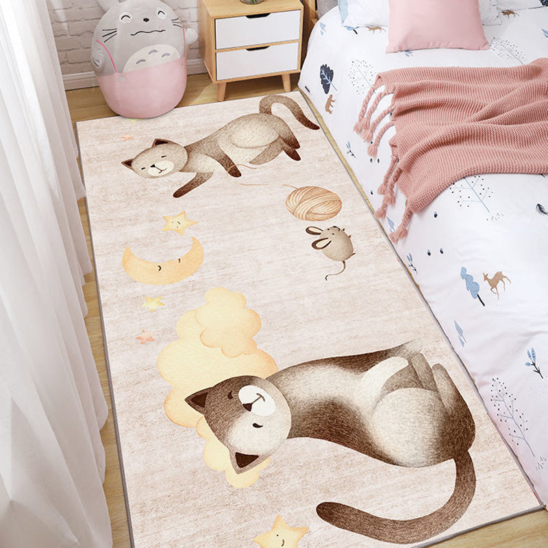 Multi-Color Simple Rug Polypropylene Cartoon Pattern Carpet Anti-Slip Backing Pet Friendly Indoor Rug for Kids Light Brown Clearhalo 'Area Rug' 'Rug' 2241971