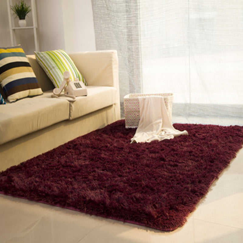 Casual Living Room Rug Multi-Colored Solid Rug Polypropylene Non-Slip Pet Friendly Area Carpet Burgundy Clearhalo 'Area Rug' 'Casual' 'Rugs' Rug' 2242026