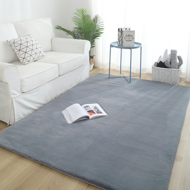 Relaxing Solid Color Rug Multi-Colored Polyster Area Carpet Machine Washable Non-Slip Backing Rug for Decoration Silver Gray Clearhalo 'Area Rug' 'Casual' 'Rugs' Rug' 2242047