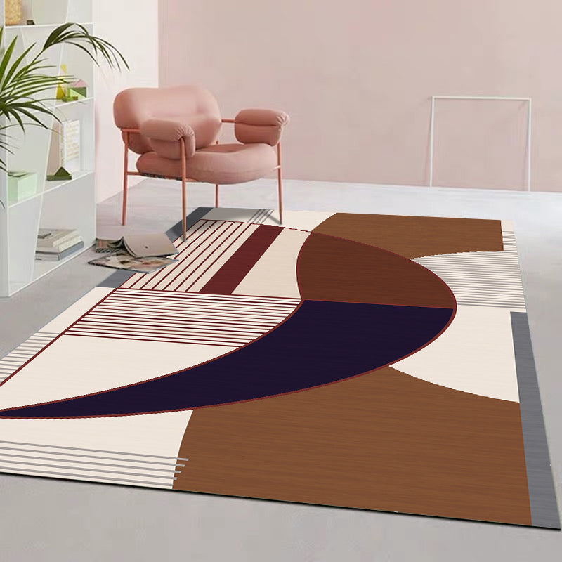 Morandi Color Novelty Rug Polyster Geometric Print Indoor Rug Non-Slip Pet Friendly Washable Carpet for Parlor Dark Brown Clearhalo 'Area Rug' 'Rug' 2242237
