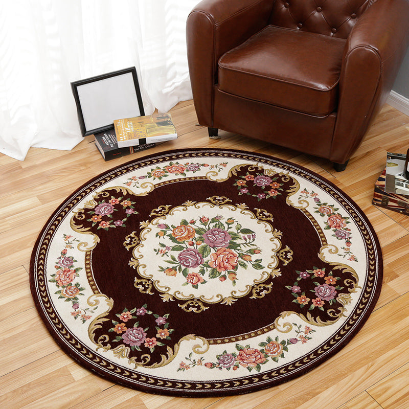 Vintage Multi Color Floral Rug Synthetics Americana Carpet Non-Slip Pet Friendly Indoor Rug for Room Light Coffee Clearhalo 'Area Rug' 'Rugs' 'Vintage' Rug' 2242301