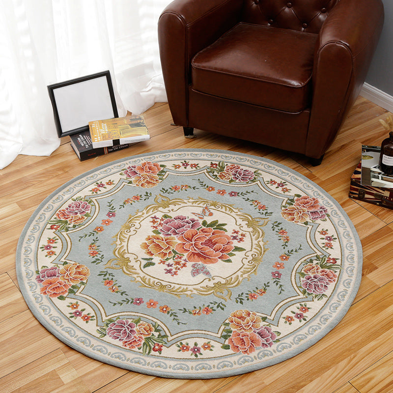 Vintage Multi Color Floral Rug Synthetics Americana Carpet Non-Slip Pet Friendly Indoor Rug for Room Light Blue Clearhalo 'Area Rug' 'Rugs' 'Vintage' Rug' 2242304