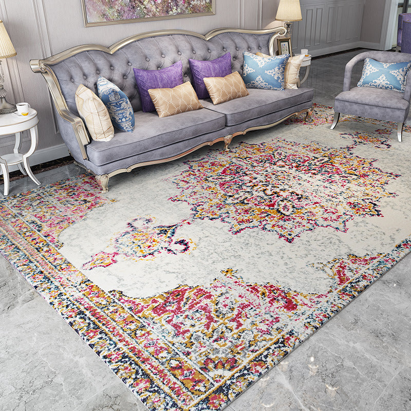 Shabby Chic Abstract Rug Multi-Color Polyster Indoor Rug Anti-Slip Backing Washable Carpet for Decoration Red Clearhalo 'Area Rug' 'Rugs' 'Shabby Chic' Rug' 2242305