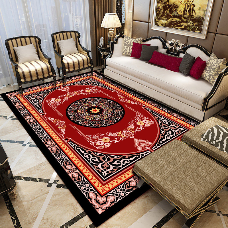 Multi-Colored Olden Rug Synthetics Floral Print Area Rug Anti-Slip Stain-Resistant Carpet for Living Room Orange Red Clearhalo 'Area Rug' 'Rugs' 'Shabby Chic' Rug' 2242316