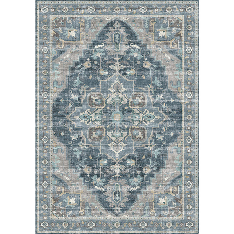 Retro Floral Print Rug Multi-Colored Rustic Area Rug Polypropylene Easy Care Non-Slip Backing Carpet for Room Blue Clearhalo 'Area Rug' 'Rugs' 'Shabby Chic' Rug' 2242329