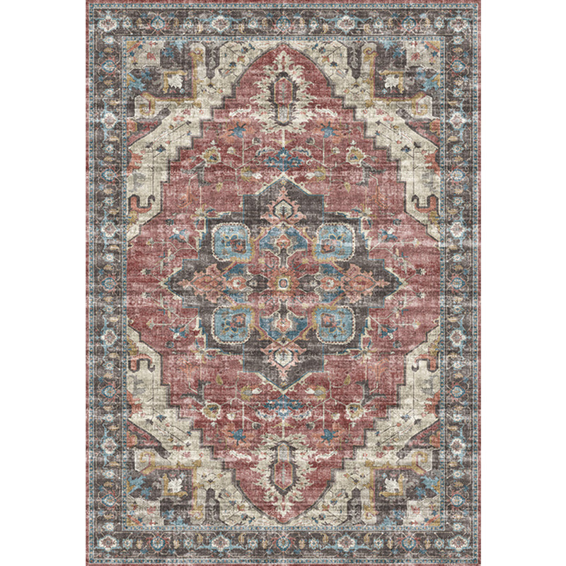 Retro Floral Print Rug Multi-Colored Rustic Area Rug Polypropylene Easy Care Non-Slip Backing Carpet for Room Dark Red Clearhalo 'Area Rug' 'Rugs' 'Shabby Chic' Rug' 2242330