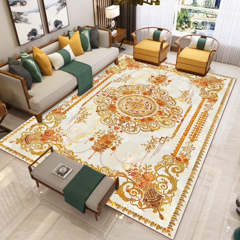Luxury Southwestern Rug Multicolor Flower Printed Carpet Pet Friendly Easy Care Washable Rug for Parlor Yellow Clearhalo 'Area Rug' 'Rugs' 'Vintage' Rug' 2242362