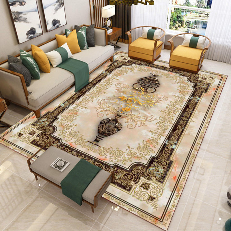 Luxury Southwestern Rug Multicolor Flower Printed Carpet Pet Friendly Easy Care Washable Rug for Parlor Brown Clearhalo 'Area Rug' 'Rugs' 'Vintage' Rug' 2242363