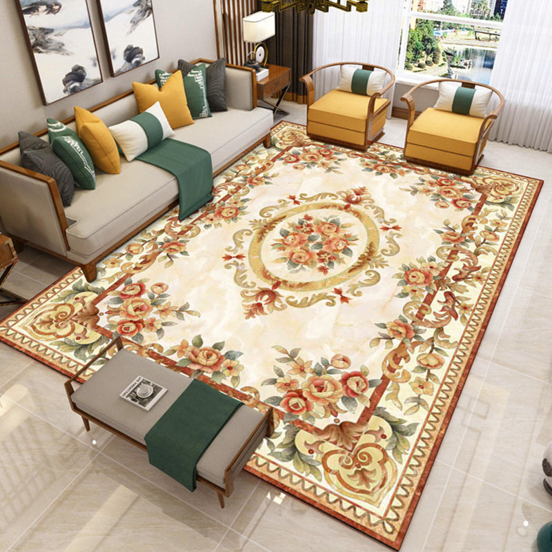 Luxury Southwestern Rug Multicolor Flower Printed Carpet Pet Friendly Easy Care Washable Rug for Parlor Light Yellow Clearhalo 'Area Rug' 'Rugs' 'Vintage' Rug' 2242368