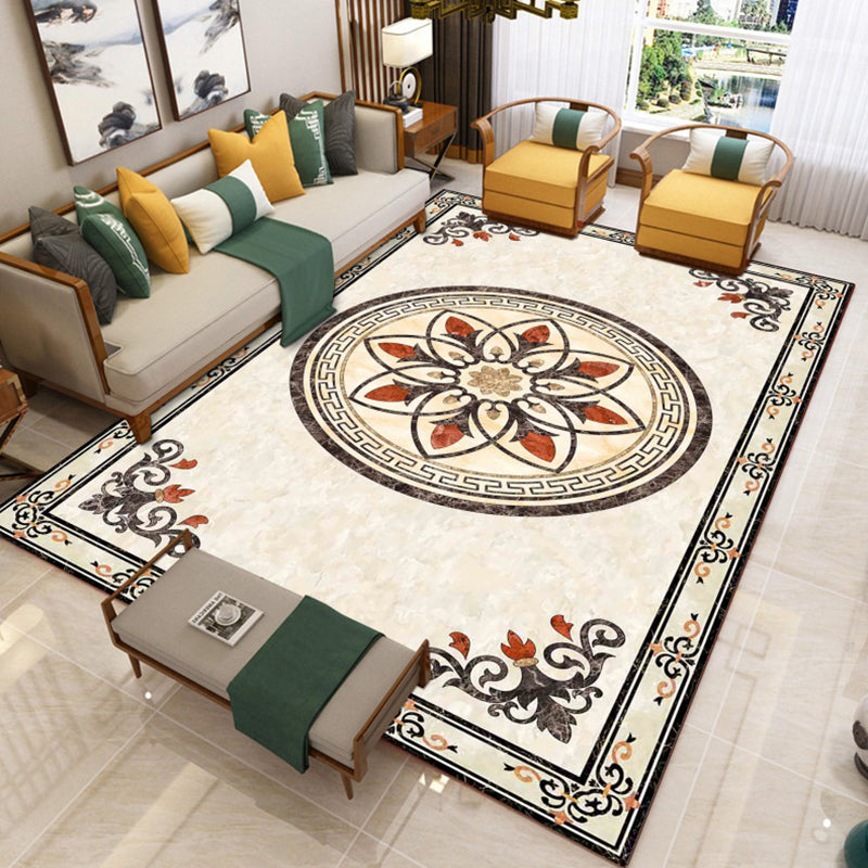 Luxury Southwestern Rug Multicolor Flower Printed Carpet Pet Friendly Easy Care Washable Rug for Parlor Yellow-Red Clearhalo 'Area Rug' 'Rugs' 'Vintage' Rug' 2242385