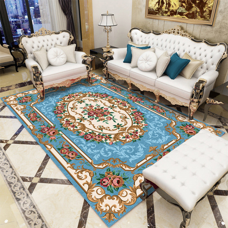 Antique Patterned Rug Multi-Color Polypropylene Indoor Rug Easy Care Washable Carpet for Parlor Lake Blue Clearhalo 'Area Rug' 'Rugs' 'Vintage' Rug' 2242414