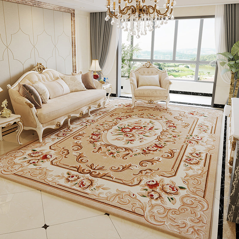 Retro Multicolor Floral Rug Polyster Western Area Rug Easy Care Machine Washable Carpet for Living Room Light Beige Clearhalo 'Area Rug' 'Rugs' 'Vintage' Rug' 2242449
