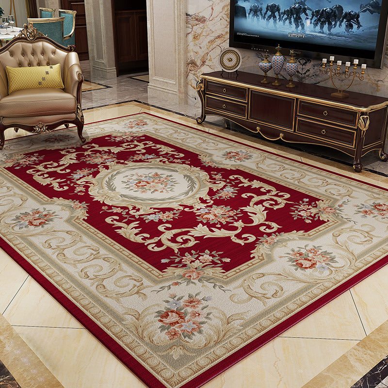 Southwestern Parlor Rug Multi Colored Floral Print Area Carpet Polyster Non-Slip Backing Pet Friendly Rug Red Clearhalo 'Area Rug' 'Rugs' 'Vintage' Rug' 2242466