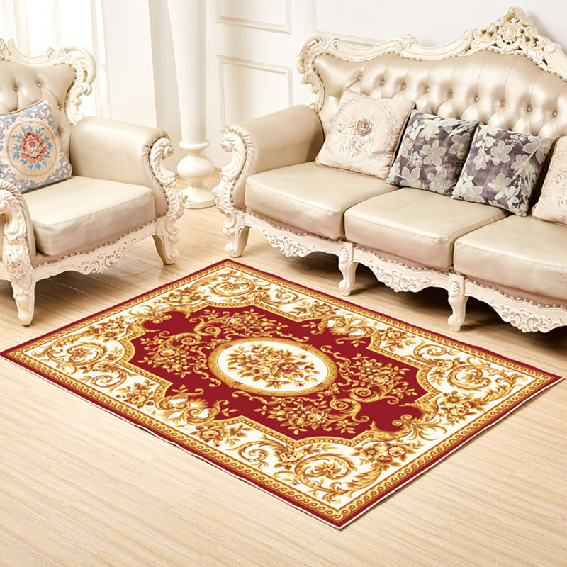 Shabby Chic Decor Rug Multi-Colored Floral Print Rug Synthetics Non-Slip Backing Washable Area Carpet Red-Yellow Clearhalo 'Area Rug' 'Rugs' 'Vintage' Rug' 2242479