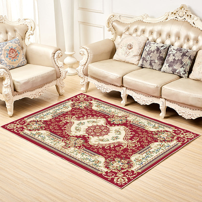 Shabby Chic Decor Rug Multi-Colored Floral Print Rug Synthetics Non-Slip Backing Washable Area Carpet Red Clearhalo 'Area Rug' 'Rugs' 'Vintage' Rug' 2242488