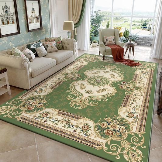Multi Colored Living Room Rug Olden Floral Pattern Carpet Polyster Easy Care Machine Washable Indoor Rug Green Clearhalo 'Area Rug' 'Rugs' 'Vintage' Rug' 2242507