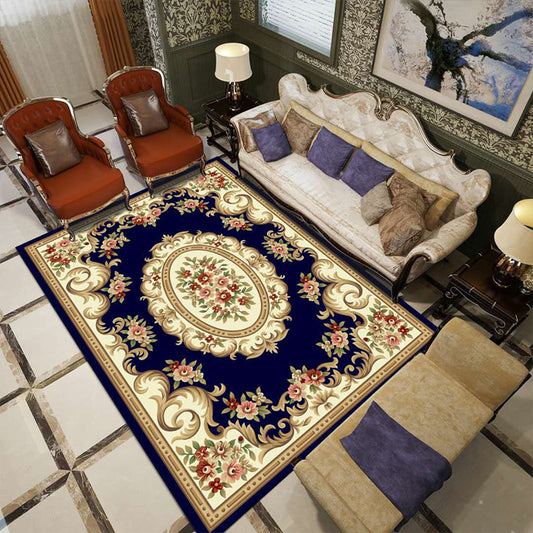 Vintage Western Rug Multicolor Floral Printed Area Carpet Easy Care Washable Indoor Rug for Decoration Dark Blue Clearhalo 'Area Rug' 'Rugs' 'Vintage' Rug' 2242522