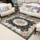 Retro Floral Printed Rug Multi-Color Luxury Area Carpet Synthetics Pet Friendly Easy Care Indoor Rug for Living Room Denim Blue 5'3" x 7'7" Clearhalo 'Area Rug' 'Rugs' 'Vintage' Rug' 2242566