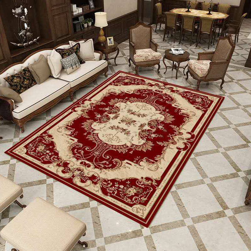 Southwestern Living Room Rug Multi Colored Floral Printed Carpet Polyster Pet Friendly Stain-Resistant Area Rug Dark Red Clearhalo 'Area Rug' 'Rugs' 'Vintage' Rug' 2242579