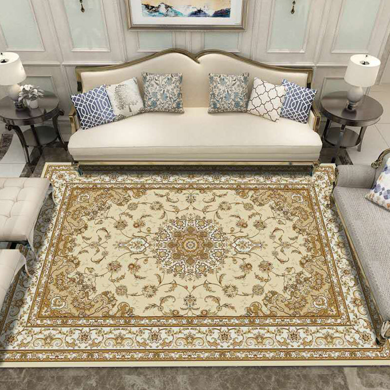 Southwestern Living Room Rug Multi Colored Floral Printed Carpet Polyster Pet Friendly Stain-Resistant Area Rug Beige Clearhalo 'Area Rug' 'Rugs' 'Vintage' Rug' 2242588