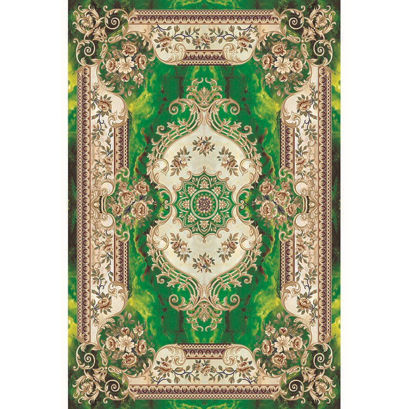 Multi-Color Vintage Rug Synthetics Geometric Area Carpet Non-Slip Backing Easy Care Indoor Rug for Parlor Green Clearhalo 'Area Rug' 'Rugs' 'Vintage' Rug' 2242594