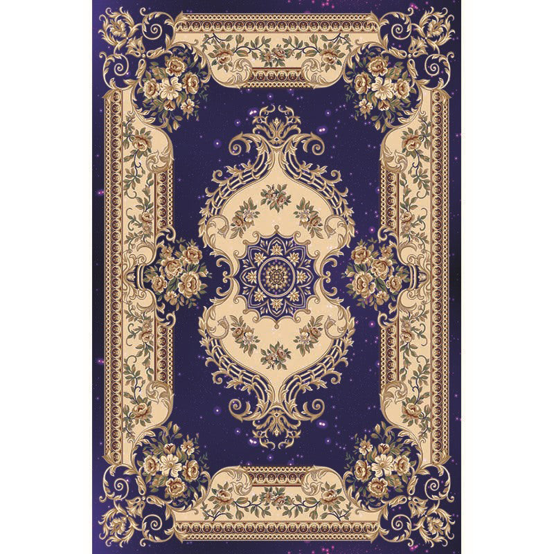 Multi-Color Vintage Rug Synthetics Geometric Area Carpet Non-Slip Backing Easy Care Indoor Rug for Parlor Dark Blue Clearhalo 'Area Rug' 'Rugs' 'Vintage' Rug' 2242596